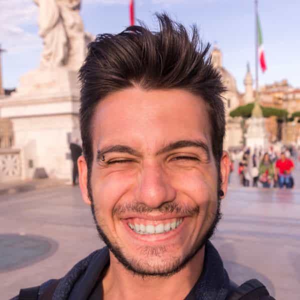 Close-up of a man's selfie for generating AI headshots.